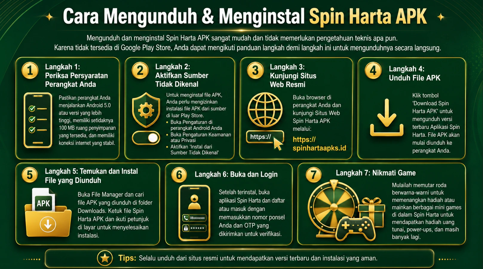 Cara Mengunduh dan Menginstal Spin Harta APK - 7 Langkah Mudah