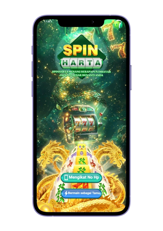 Halaman utama aplikasi APK Spin Harta menampilkan tombol Daftar dan Masuk.